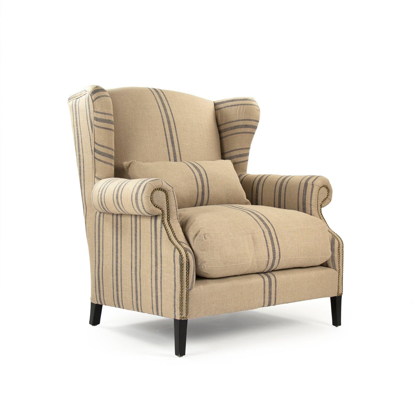 Napoleon Half Wingback Chair CF076 L002 A033 Blue Stripe FredCo