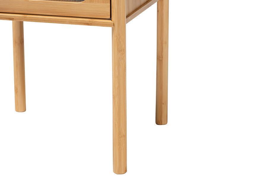 Naresh Mid-Century Modern Transitional Natural Brown Bamboo Wood 1-Drawer End Table FredCo