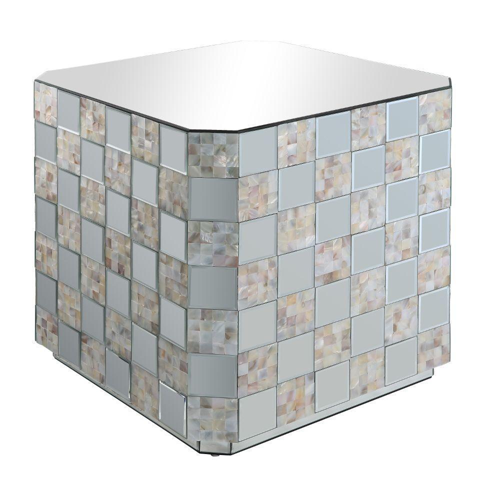 Nasa End Table Mirrored & Mother of Pearl FredCo