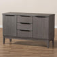 Nash Rustic Platinum Wood 3-Drawer Sideboard Buffet FredCo