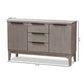Nash Rustic Platinum Wood 3-Drawer Sideboard Buffet FredCo