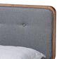 Natalia Mid-Century Modern Dark Grey Fabric Upholstered and Ash Walnut Finished Wood King Size Platform Bed FredCo