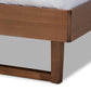 Natalia Mid-Century Modern Dark Grey Fabric Upholstered and Ash Walnut Finished Wood Queen Size Platform Bed FredCo