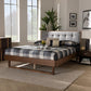 Natalia Mid-Century Modern Light Grey Fabric Upholstered and Ash Walnut Finished Wood King Size Platform Bed FredCo
