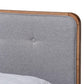 Natalia Mid-Century Modern Light Grey Fabric Upholstered and Ash Walnut Finished Wood Queen Size Platform Bed FredCo
