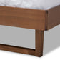 Natalia Mid-Century Modern Light Grey Fabric Upholstered and Ash Walnut Finished Wood Queen Size Platform Bed FredCo
