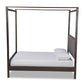 Natasha Modern and Contemporary Grey Fabric Upholstered and Dark Grey Oak Finished Wood King Size Platform Canopy Bed FredCo
