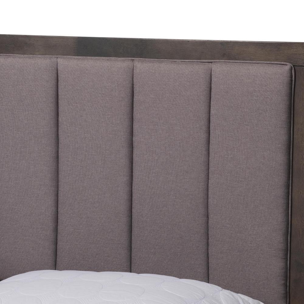 Natasha Modern and Contemporary Grey Fabric Upholstered and Dark Grey Oak Finished Wood King Size Platform Canopy Bed FredCo