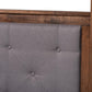 Natasha Modern and Contemporary Grey Fabric Upholstered and Walnut Brown Finished Wood Queen Size Platform Canopy Bed FredCo