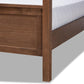 Natasha Modern and Contemporary Grey Fabric Upholstered and Walnut Brown Finished Wood Queen Size Platform Canopy Bed FredCo