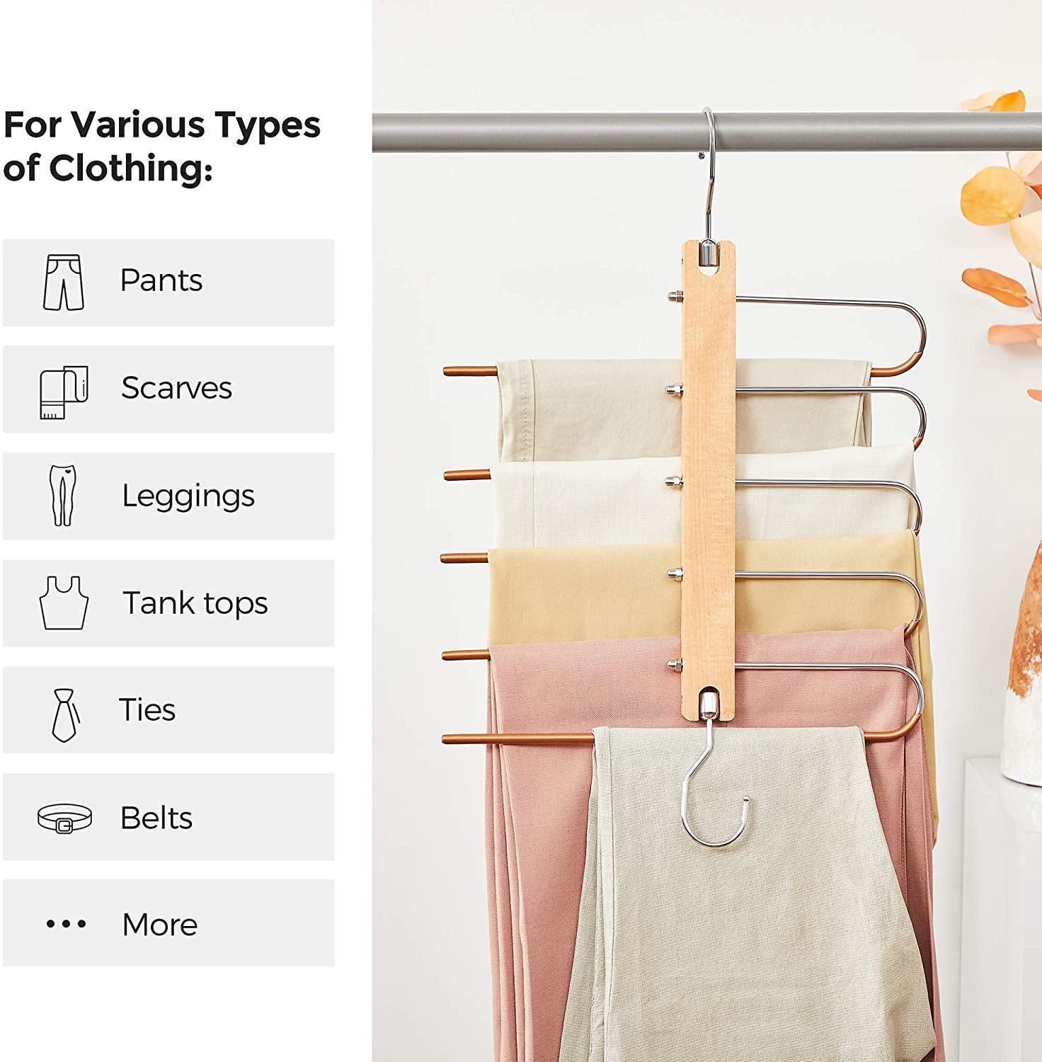 Natural Color Space Saving Pants Hangers FredCo