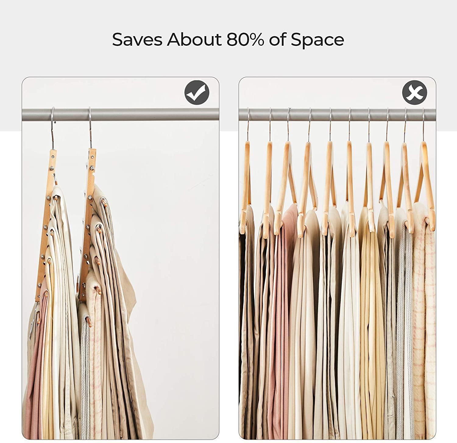Natural Color Space Saving Pants Hangers FredCo
