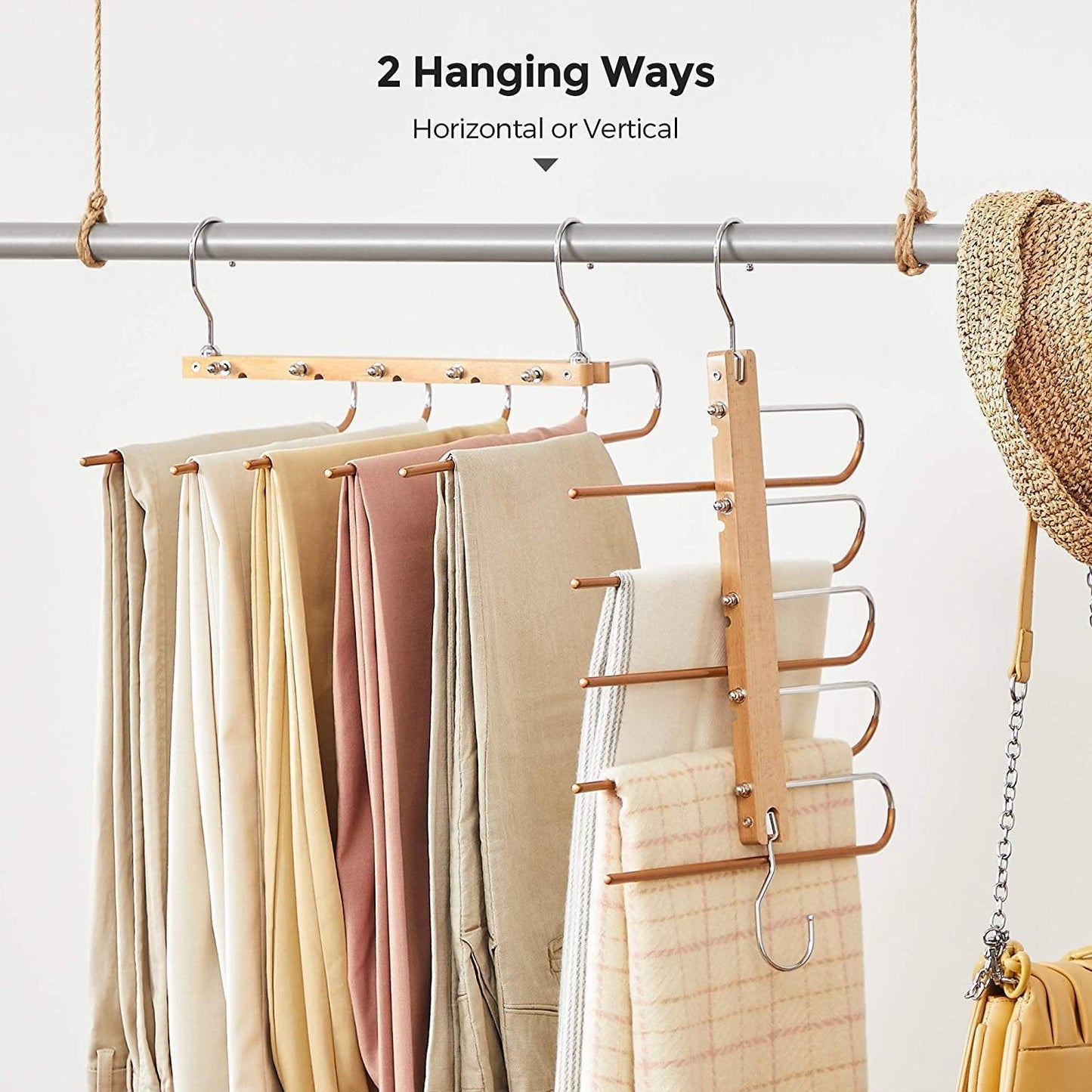 Natural Color Space Saving Pants Hangers FredCo