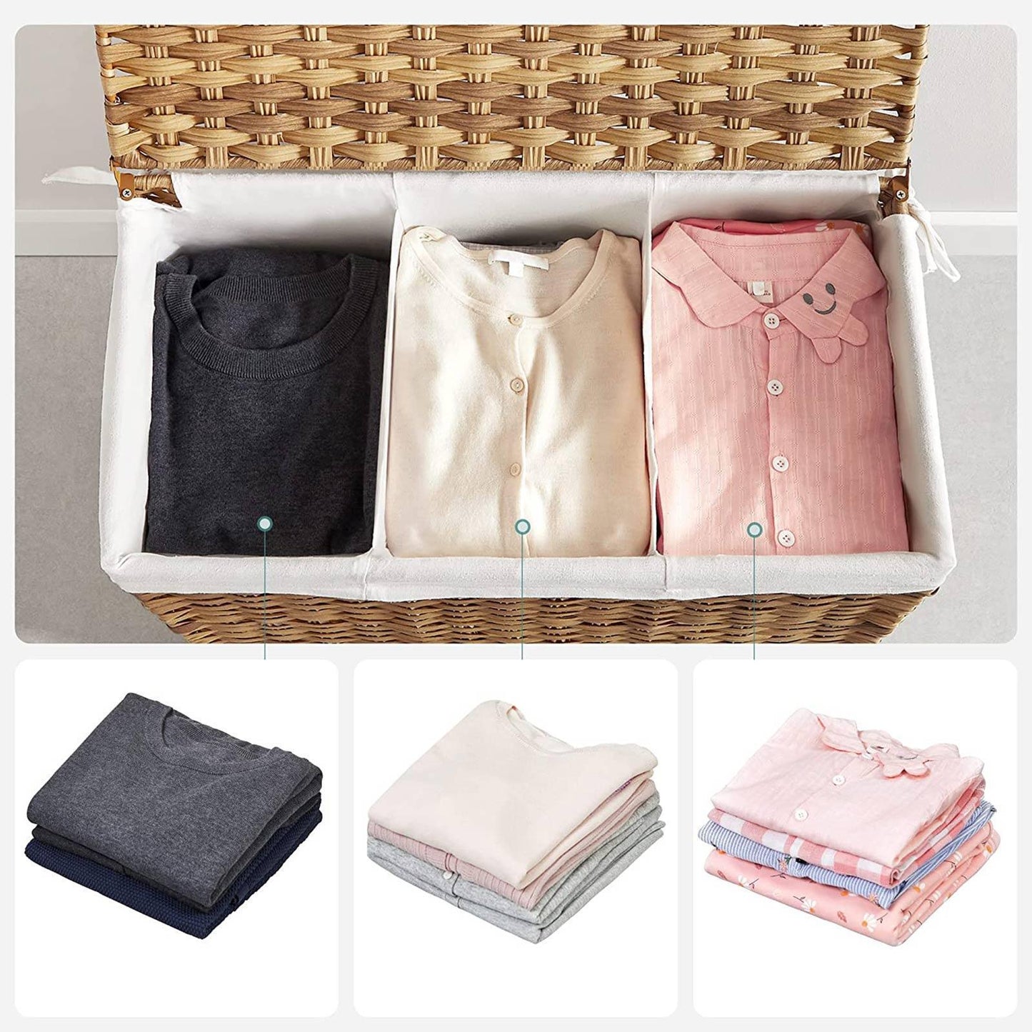 Natural Laundry Hamper with Removable Bag FredCo