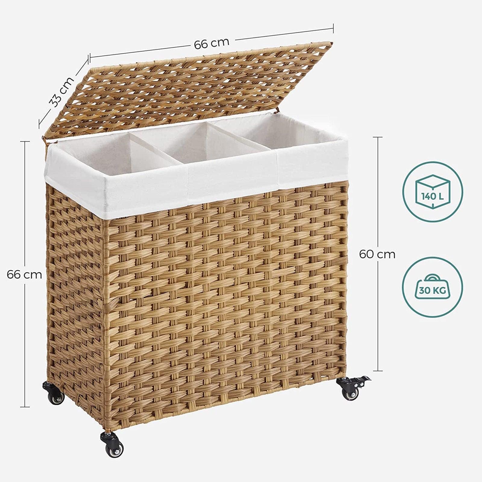 Natural Laundry Hamper with Removable Bag FredCo