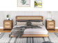 Natural rattan，2 Drawer side table，Nightstand Side Table Bedroo FredCo