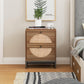 Natural rattan，2 Drawer side table，Nightstand Side Table Bedroo FredCo