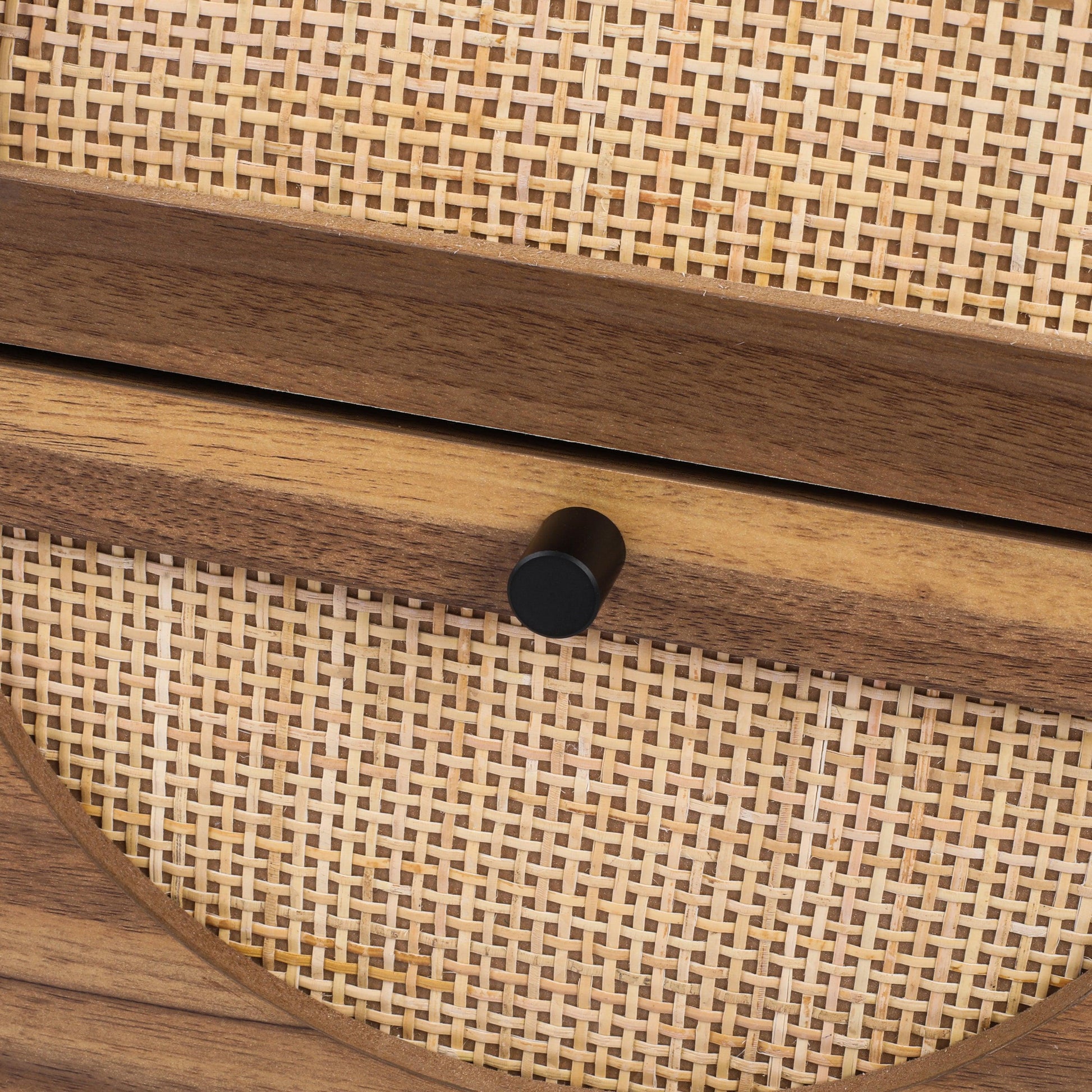 Natural rattan，2 Drawer side table，Nightstand Side Table Bedroo FredCo