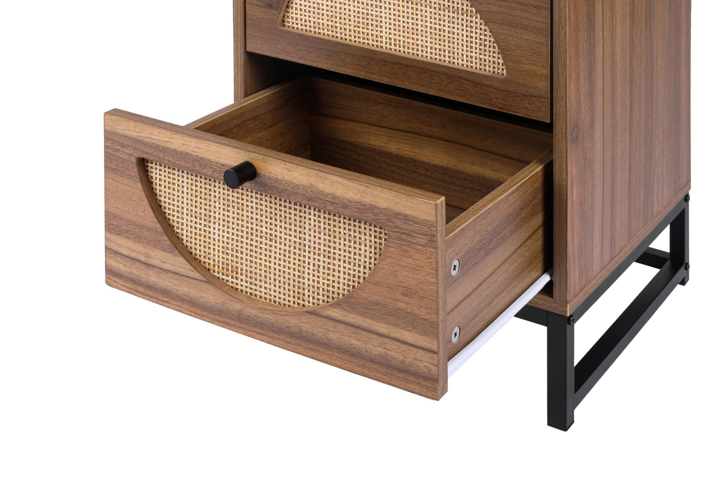 Natural rattan，2 Drawer side table，Nightstand Side Table Bedroo FredCo