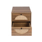 Natural rattan，2 Drawer side table，Nightstand Side Table Bedroo FredCo