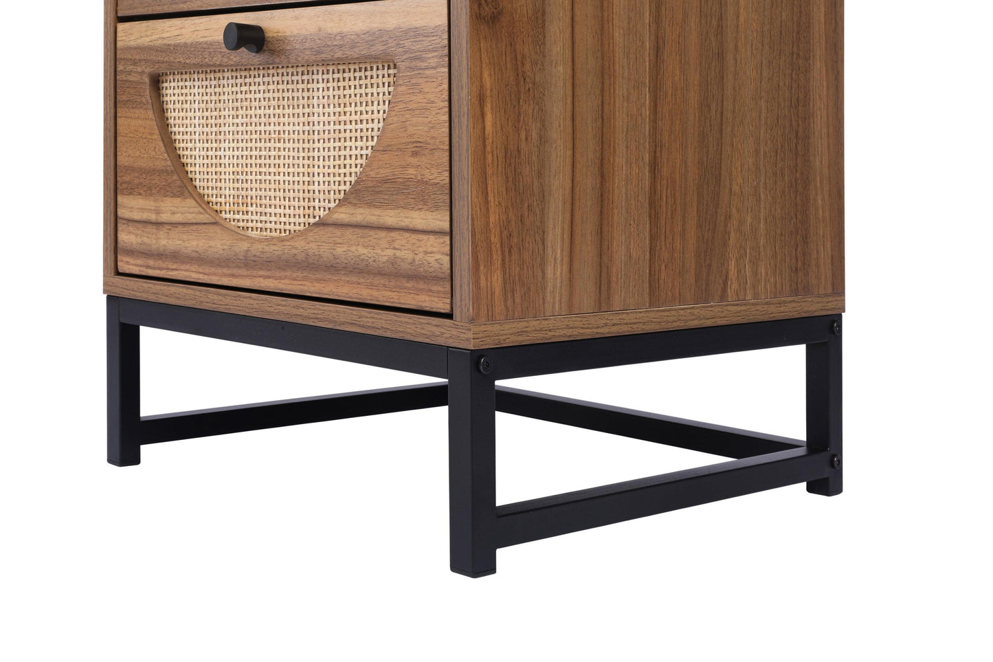 Natural rattan，2 Drawer side table，Nightstand Side Table Bedroo FredCo