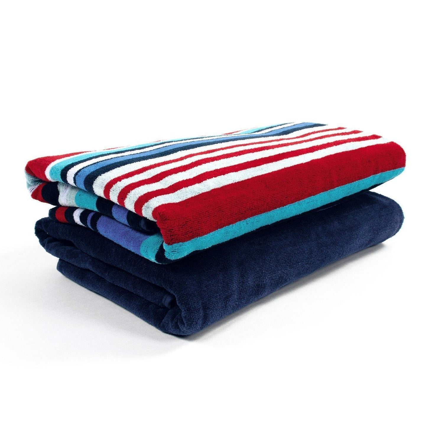 Nautical Stripes Egyptian Cotton Oversized Beach Towel Set, 2-Pieces FredCo