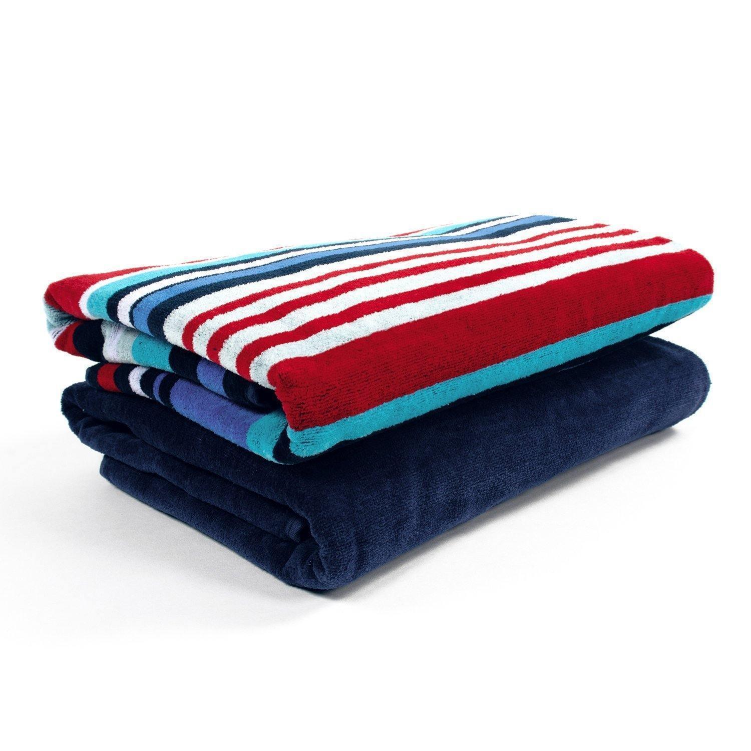 Nautical Stripes Egyptian Cotton Oversized Beach Towel Set, 2-Pieces FredCo