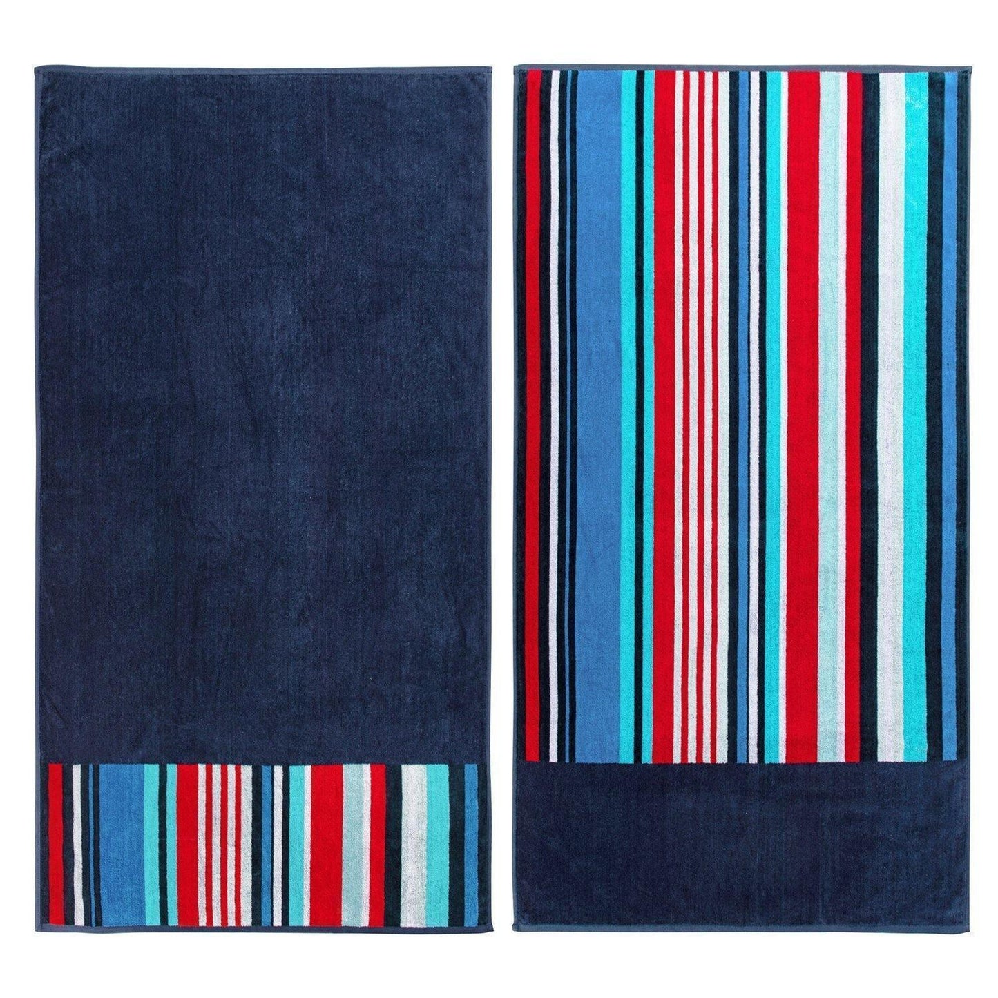 Nautical Stripes Egyptian Cotton Oversized Beach Towel Set, 2-Pieces FredCo