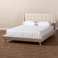 Naya Mid-Century Modern Beige Fabric Upholstered Queen Size Wingback Platform Bed FredCo