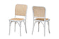 Neah Japandi White Wood and Natural Rattan 2-Piece Dining Chair Set FredCo