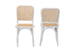 Neah Japandi White Wood and Natural Rattan 2-Piece Dining Chair Set FredCo