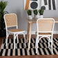 Neah Japandi White Wood and Natural Rattan 2-Piece Dining Chair Set FredCo