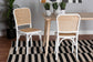 Neah Japandi White Wood and Natural Rattan 2-Piece Dining Chair Set FredCo