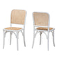 Neah Japandi White Wood and Natural Rattan 2-Piece Dining Chair Set FredCo