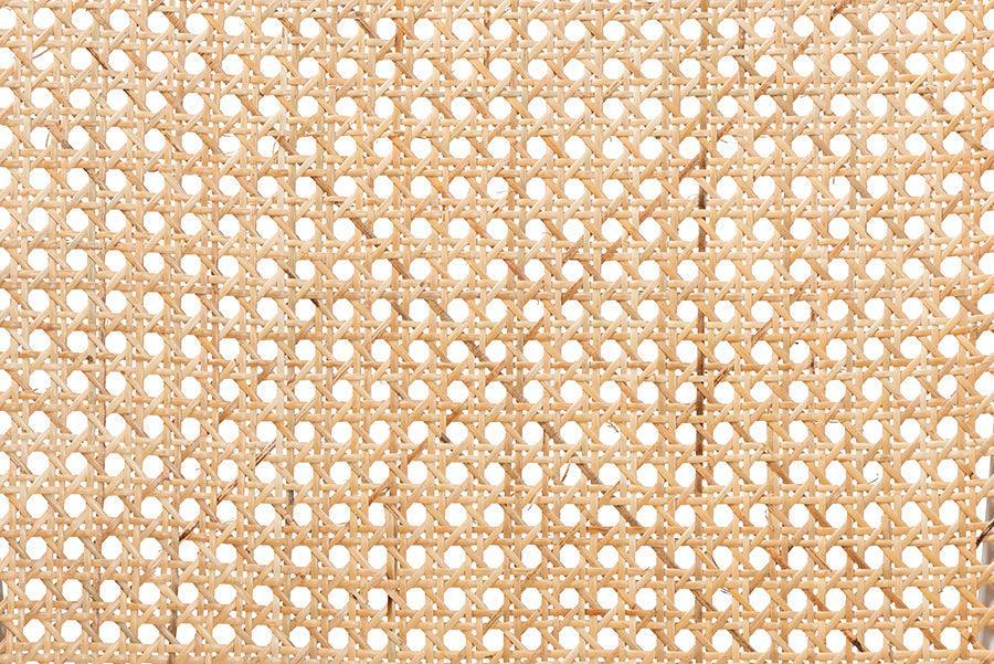 Neah Japandi White Wood and Natural Rattan 2-Piece Dining Chair Set FredCo