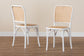 Neah Japandi White Wood and Natural Rattan 2-Piece Dining Chair Set FredCo