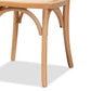 Neah Mid-Century Modern Brown Woven Rattan and Wood 2-Piece Cane Dining Chair Set FredCo