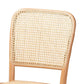 Neah Mid-Century Modern Brown Woven Rattan and Wood 2-Piece Cane Dining Chair Set FredCo