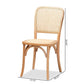 Neah Mid-Century Modern Brown Woven Rattan and Wood 2-Piece Cane Dining Chair Set FredCo
