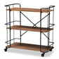 Neal Rustic Industrial Style Black Metal and Walnut Finished Wood Bar and Kitchen Serving Cart FredCo
