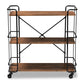 Neal Rustic Industrial Style Black Metal and Walnut Finished Wood Bar and Kitchen Serving Cart FredCo