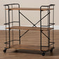 Neal Rustic Industrial Style Black Metal and Walnut Finished Wood Bar and Kitchen Serving Cart FredCo