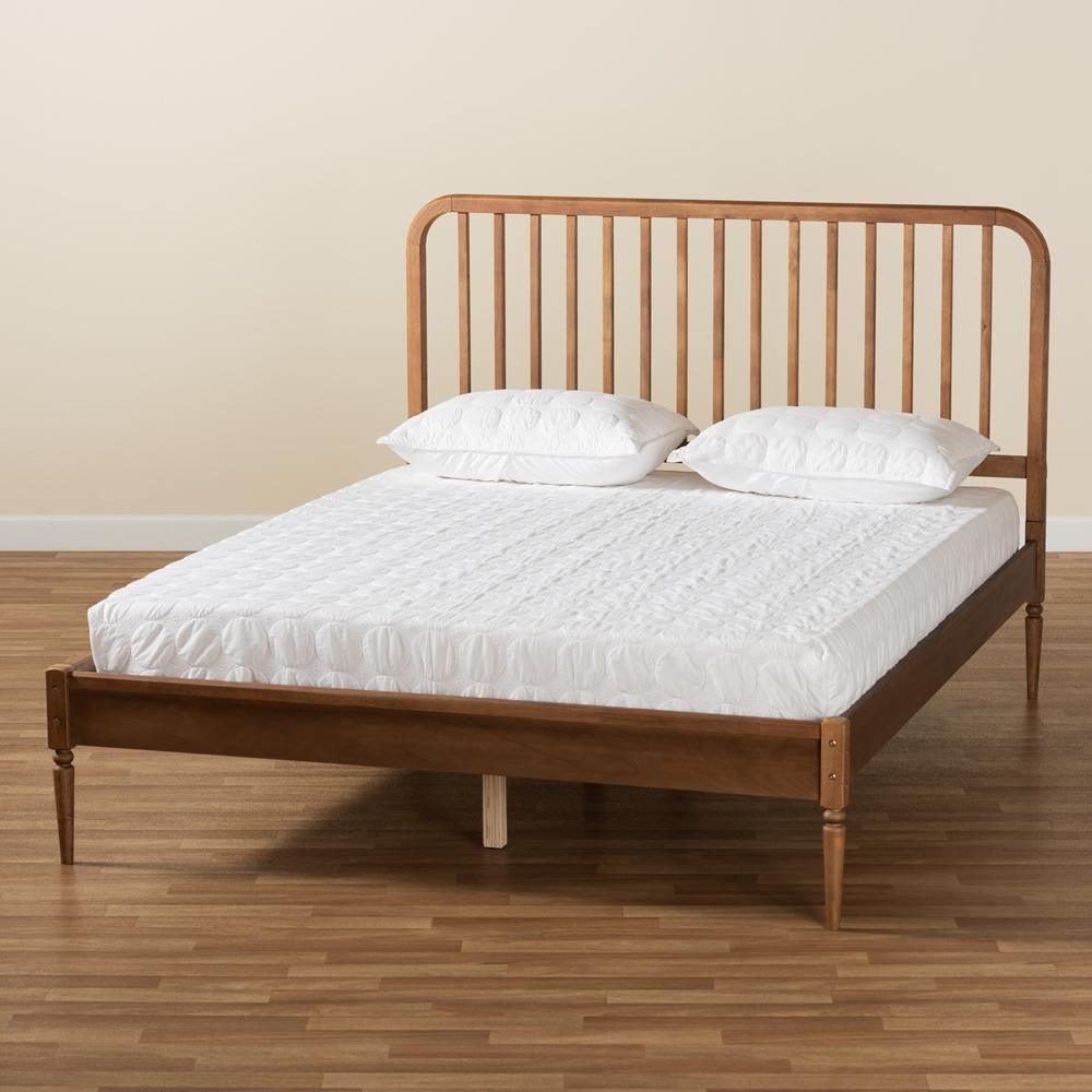 Neilan Modern and Contemporary Walnut Brown Finished Wood King Size Platform Bed FredCo