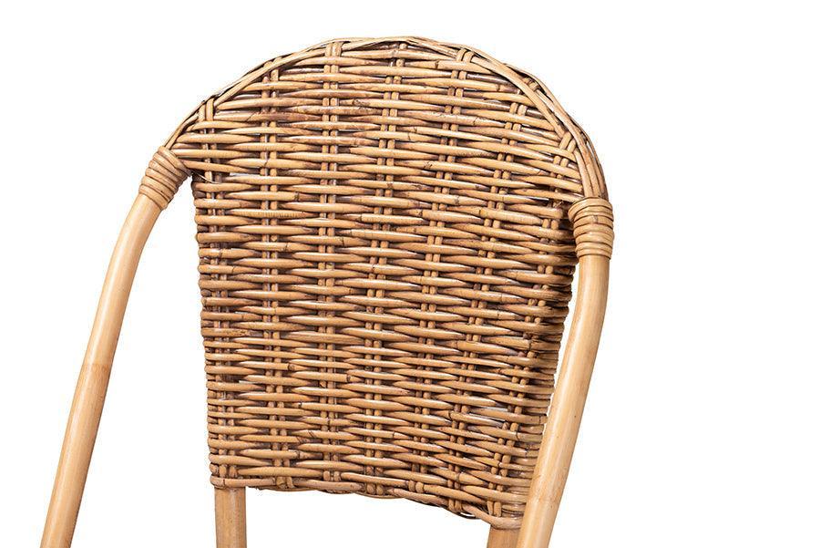 Neola Modern Bohemian Natural Rattan 2-Piece Dining Chair Set FredCo