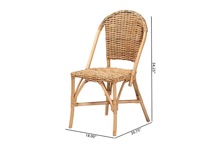 Neola Modern Bohemian Natural Rattan 2-Piece Dining Chair Set FredCo