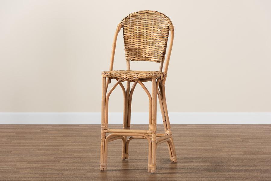 Neola Modern Bohemian Natural Rattan Bar Stool FredCo