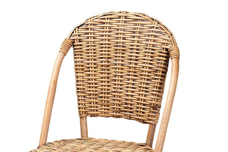 Neola Modern Bohemian Natural Rattan Bar Stool FredCo