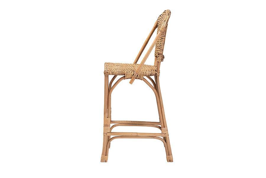Neola Modern Bohemian Natural Rattan Bar Stool FredCo