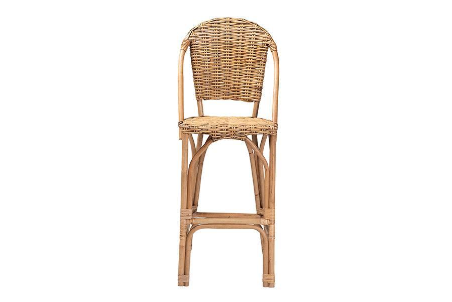Neola Modern Bohemian Natural Rattan Bar Stool FredCo