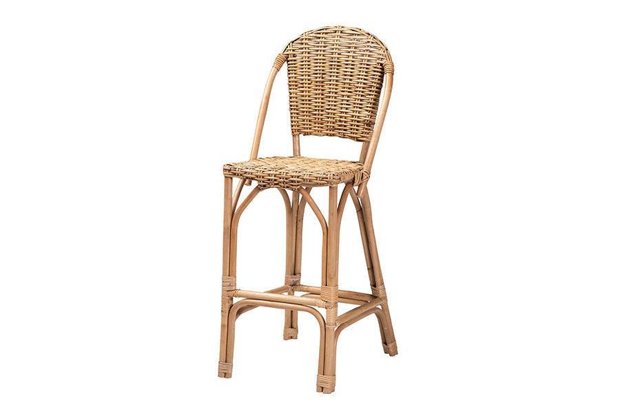 Neola Modern Bohemian Natural Rattan Bar Stool FredCo